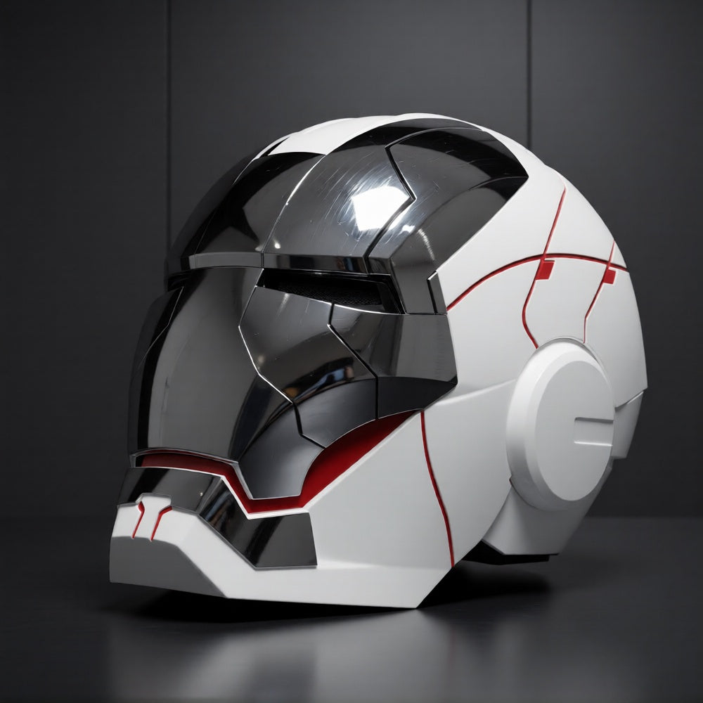 White Iron Man MK5 1:1 Helmet (With Jarvis - Voice, Remote, and Touch Control)
