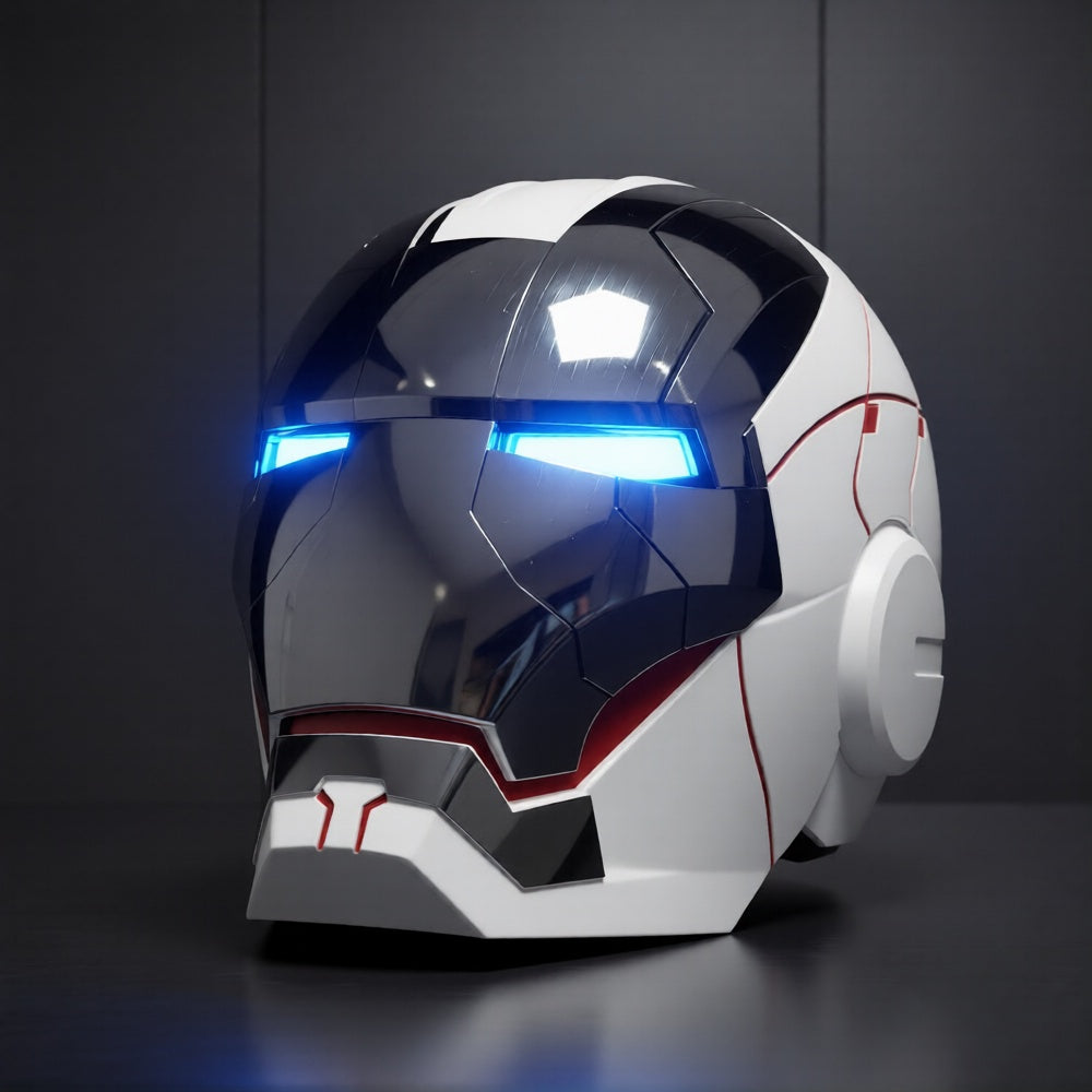 White Iron Man MK5 1:1 Helmet (With Jarvis - Voice, Remote, and Touch Control)