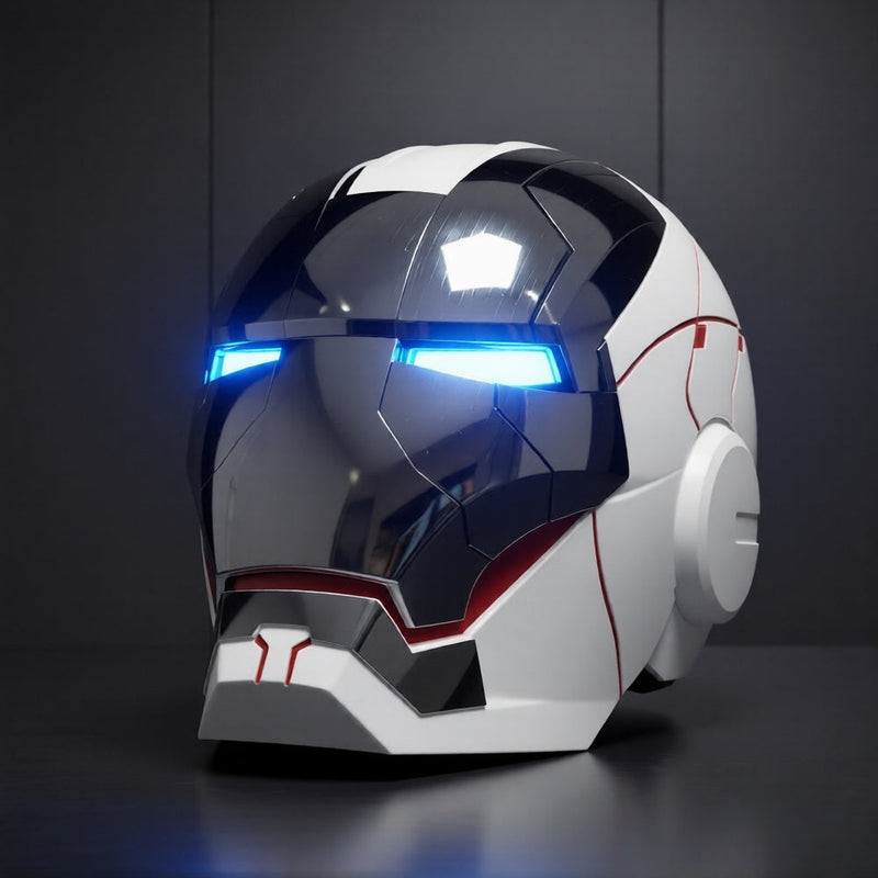 White Iron Man MK5 1:1 Helmet (With Jarvis - Voice, Remote, and Touch Control)