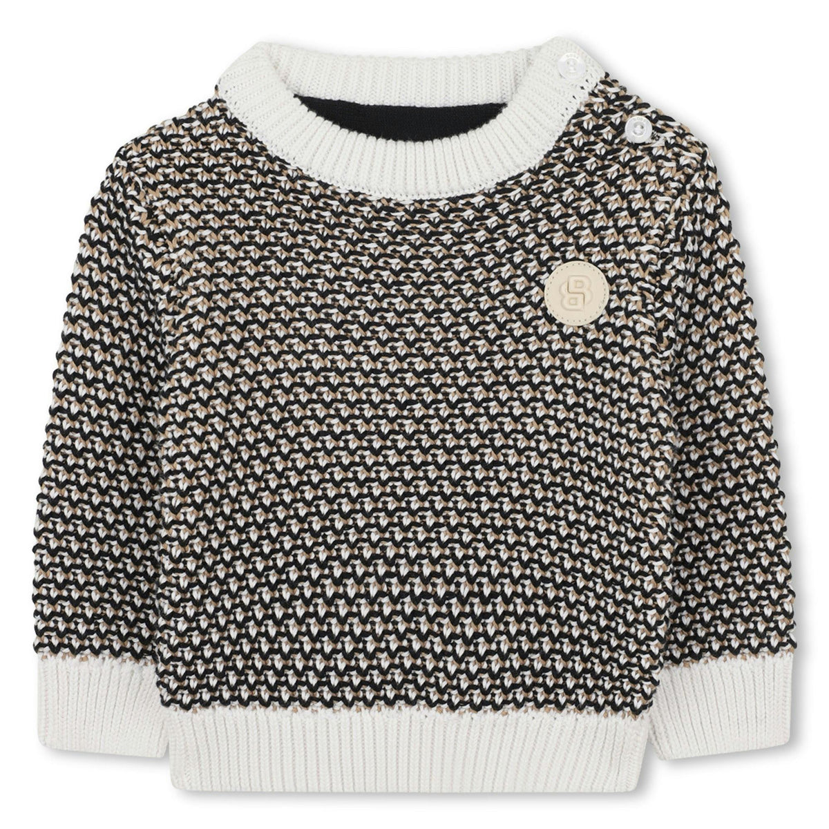 Baby Boys Black, Beige & Ivory Logo Knitted Jumper