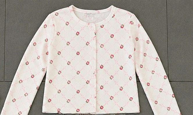 Girls Printed Pointelle Cardigan