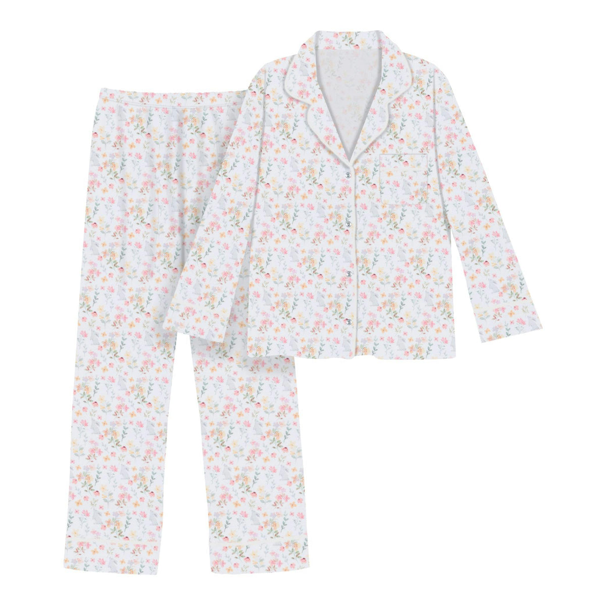 Winter Flowers Woman's Pima Cotton Long Pajama Set
