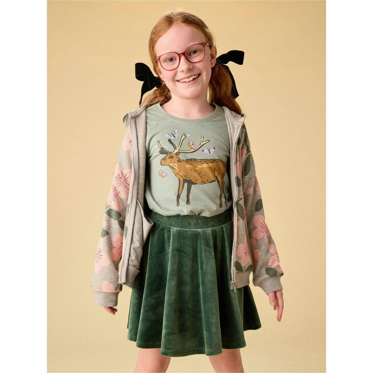 Velour Twirl Skirt, Green