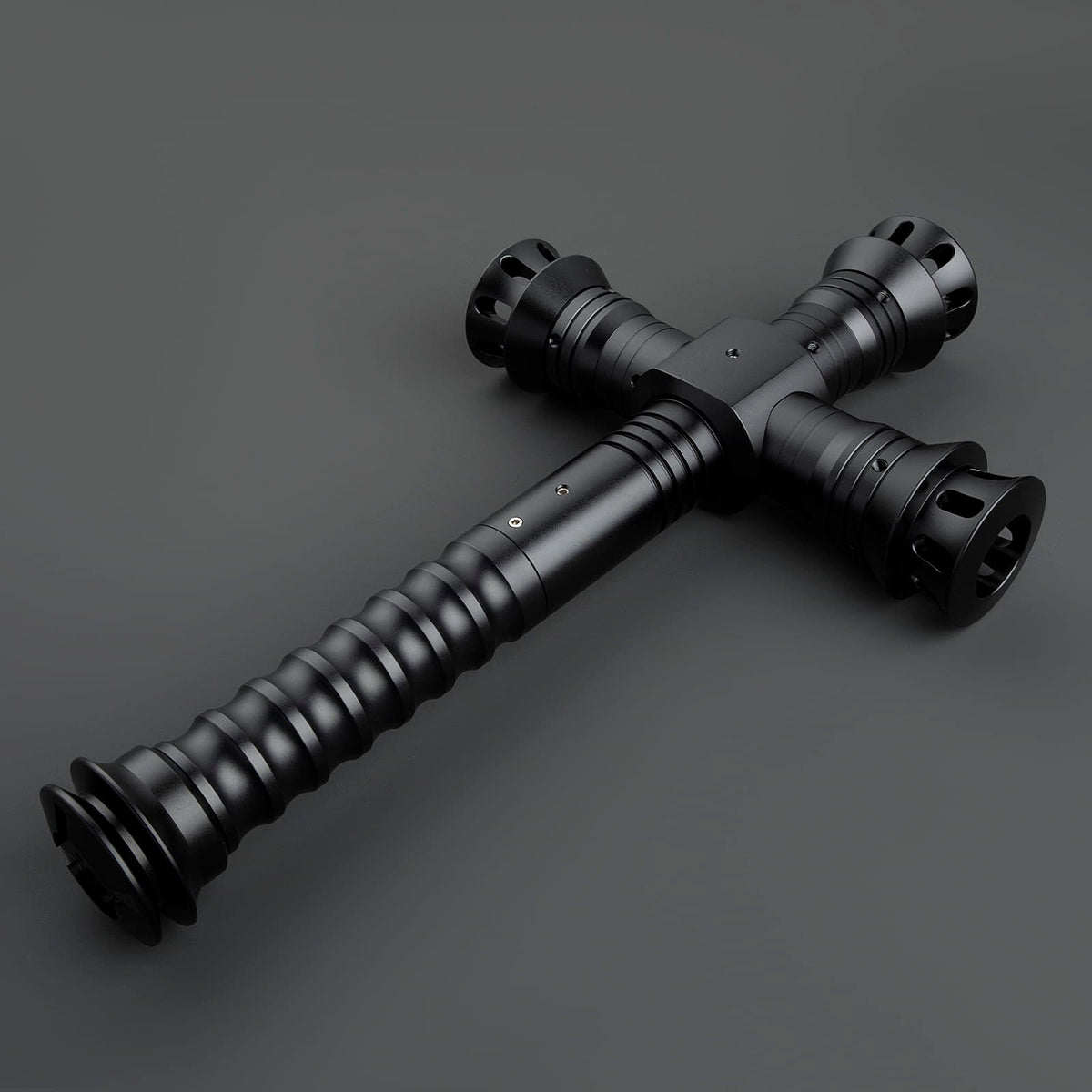 Dark Crossguard Lightsaber Hilt – All-Black Design