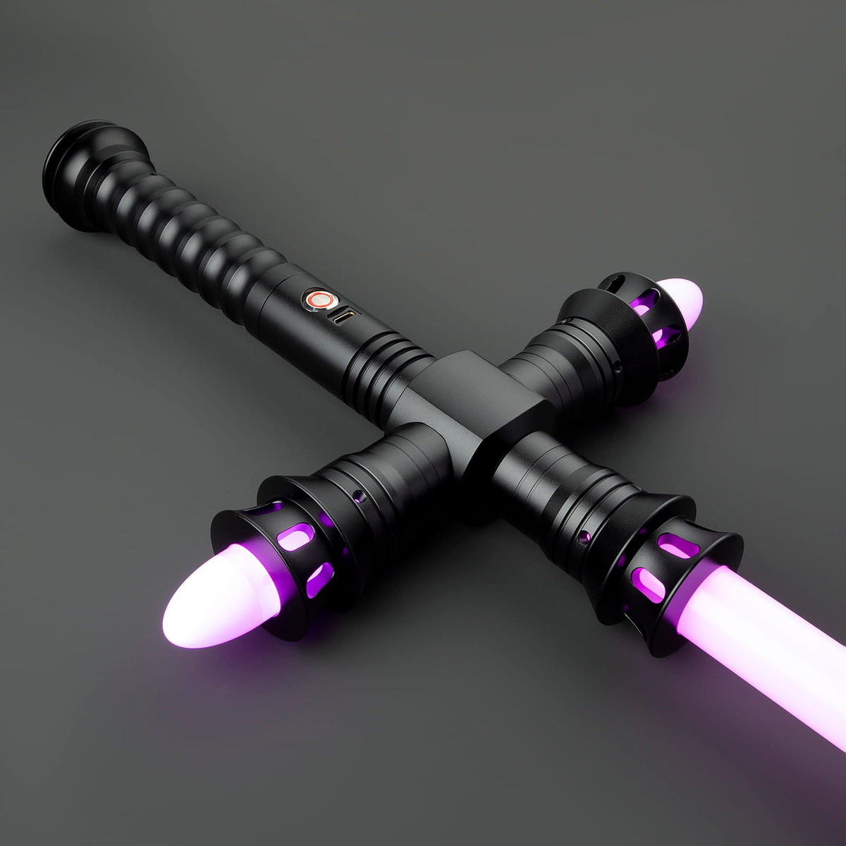 Dark Crossguard Lightsaber Hilt – All-Black Design