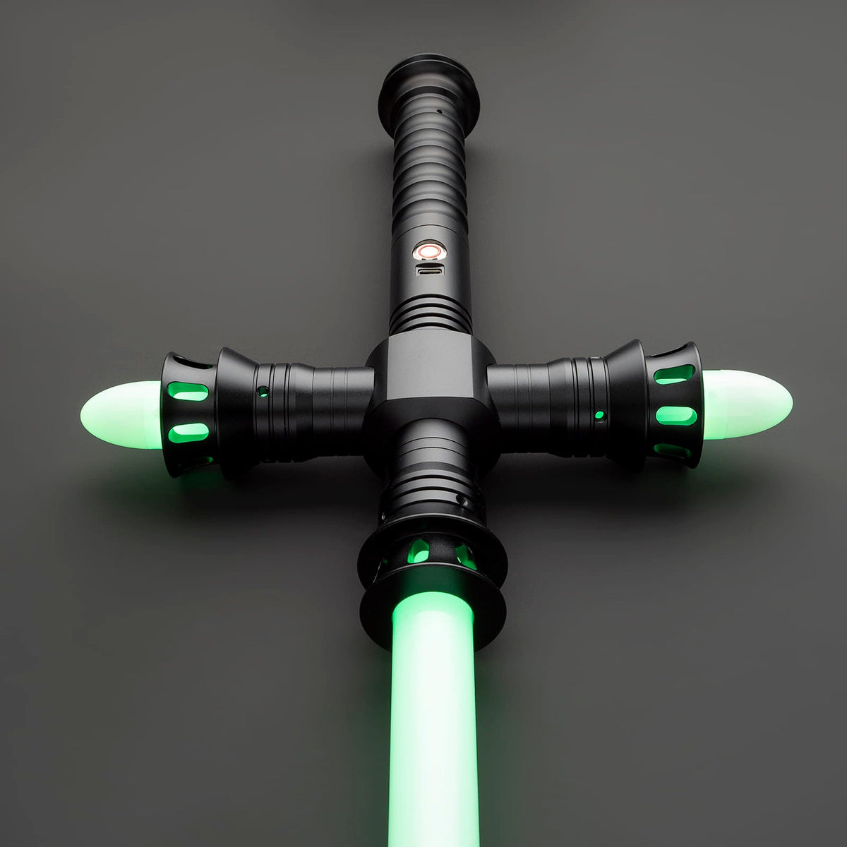 Dark Crossguard Lightsaber Hilt – All-Black Design
