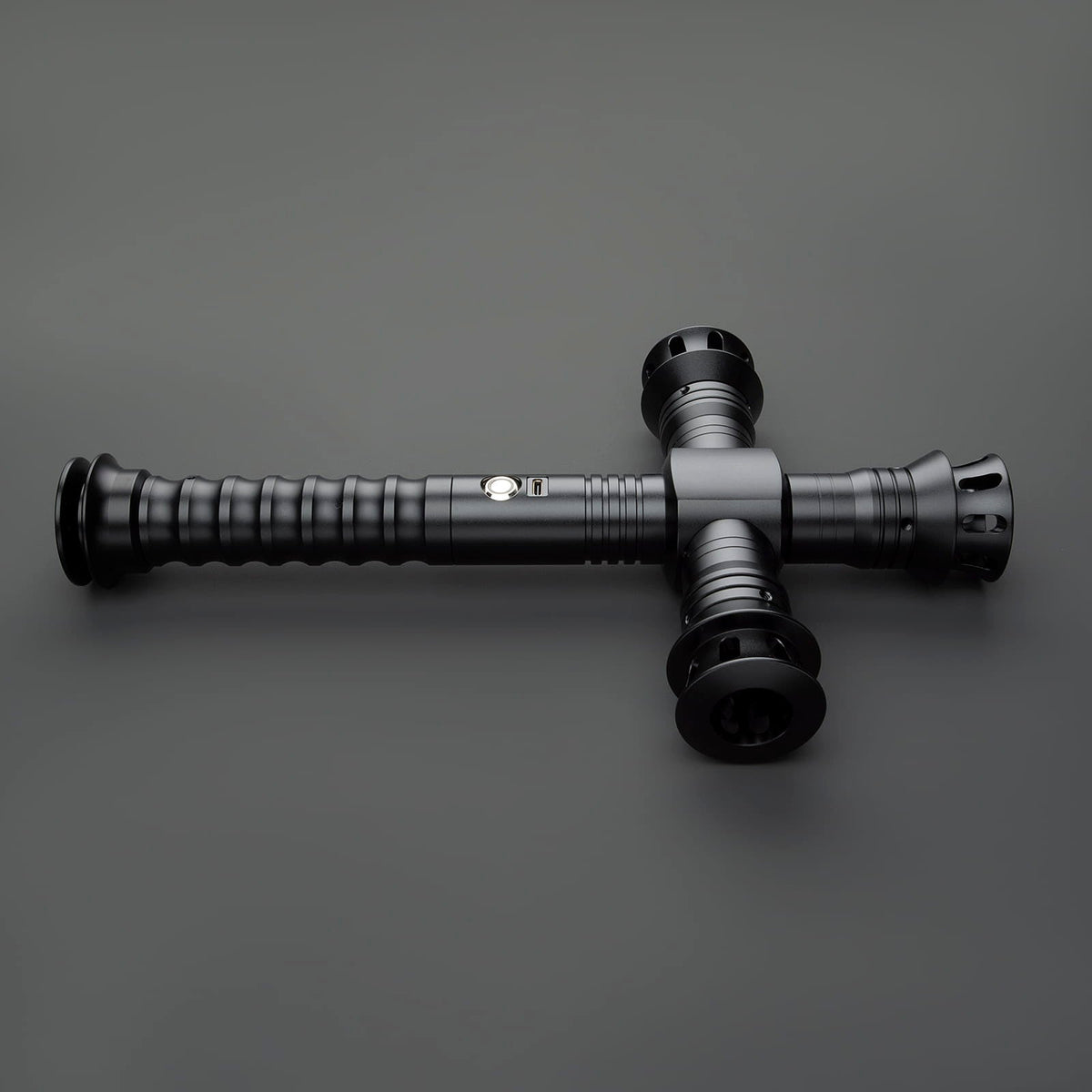 Dark Crossguard Lightsaber Hilt – All-Black Design