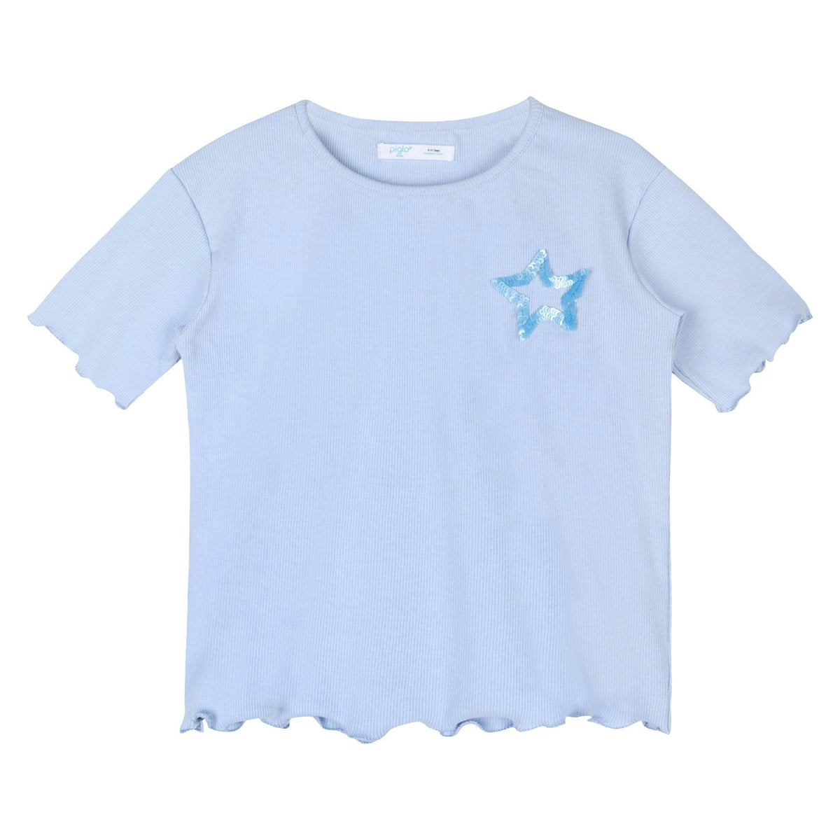 Blue Sequin Star Ribbed Top