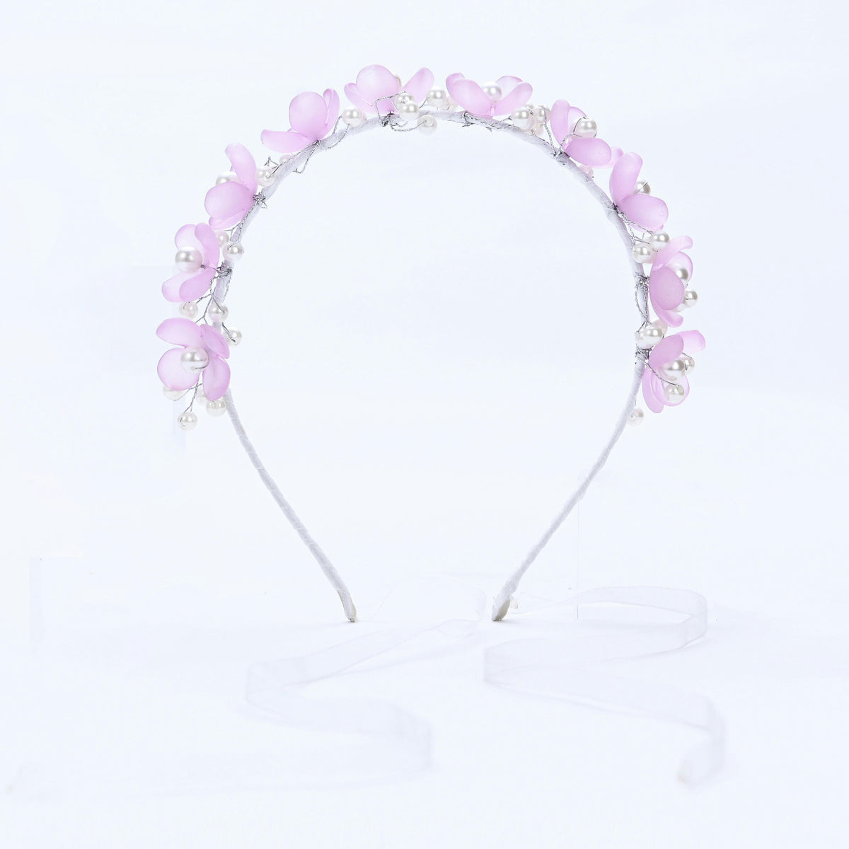 Purple Floral Pearl Headband