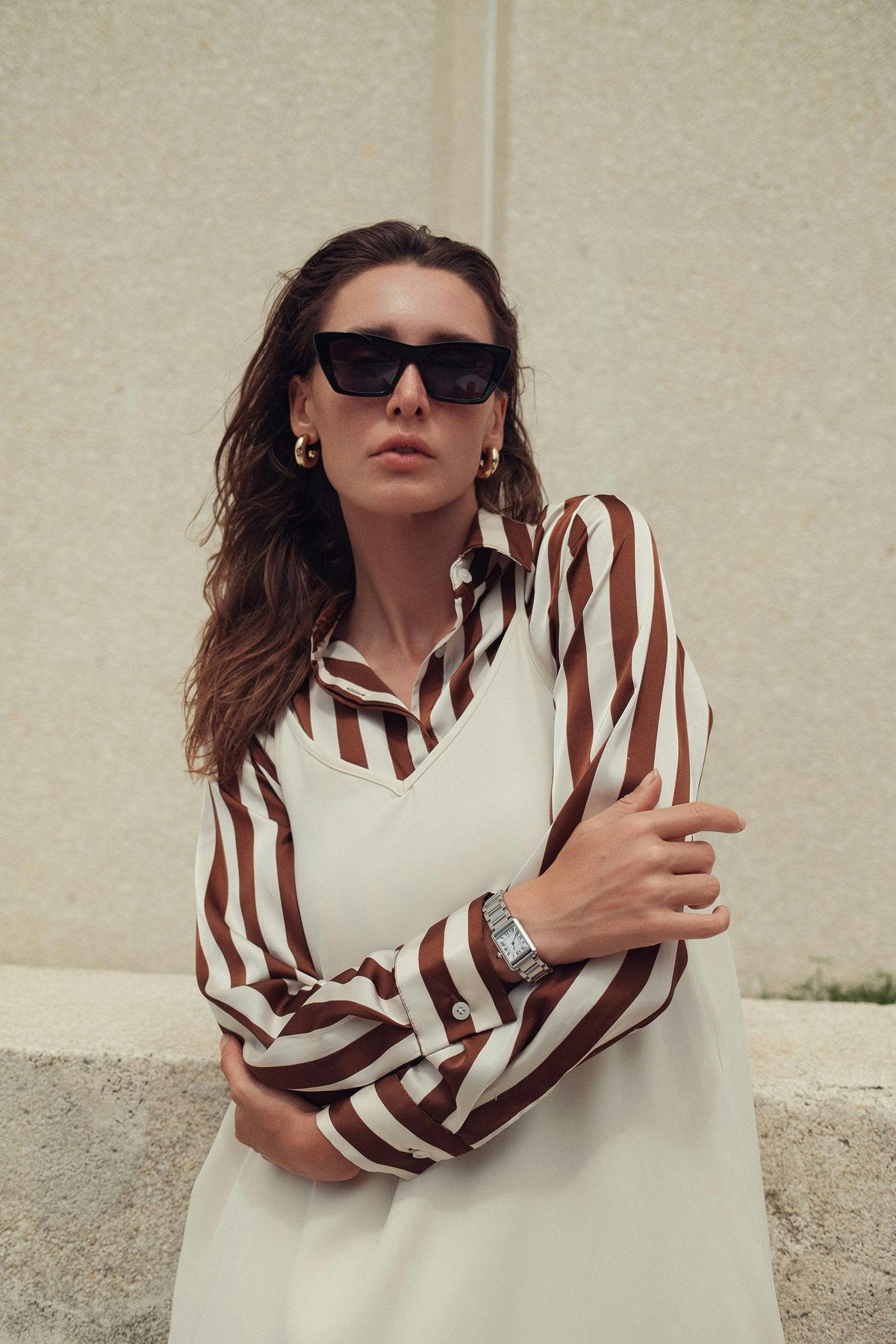 STRIPED  SILKY BLOUSE