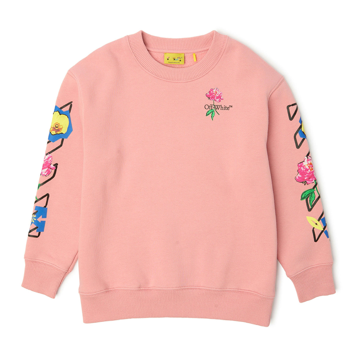 Off-White Girls Blush Pink Floral Arrow Cotton Sweatshirt (12–14Y)