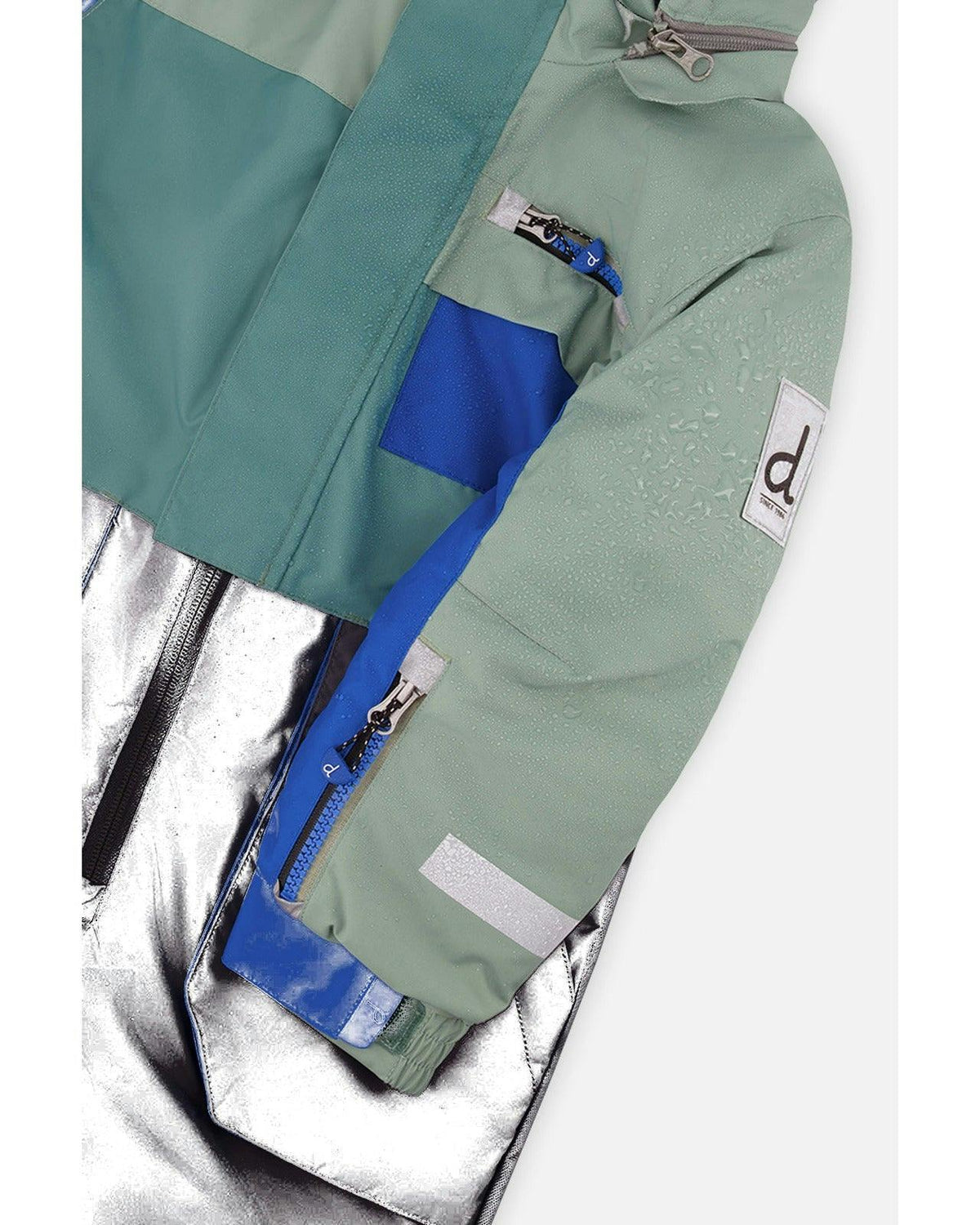 Kids One Piece Play Snowsuit Sage Green And Grey