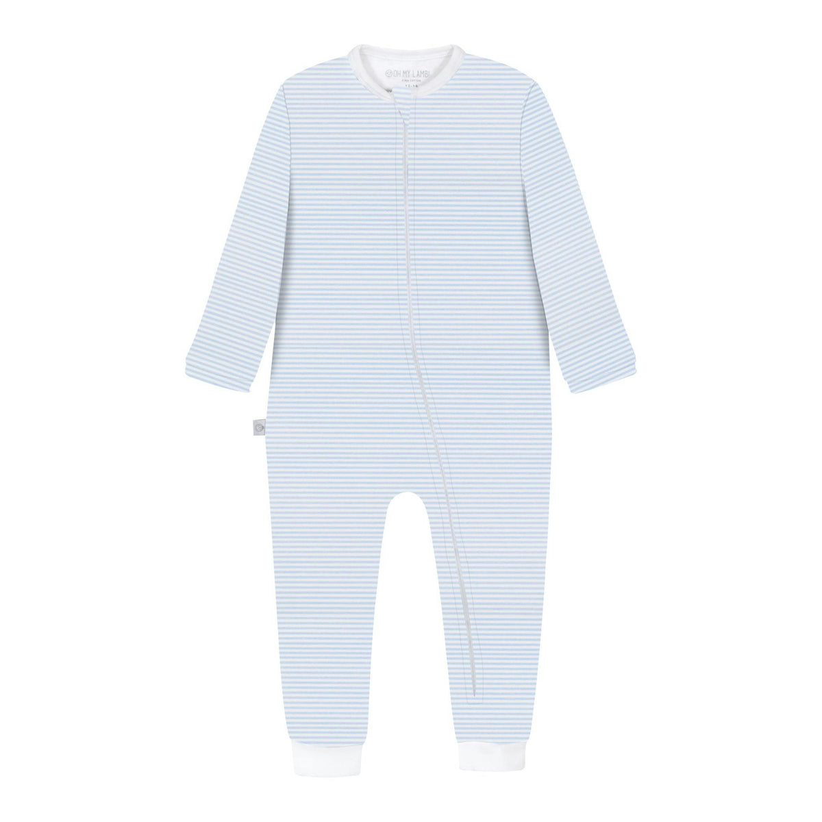 Blue Stripes Pima Cotton Baby One-Piece Pajamas