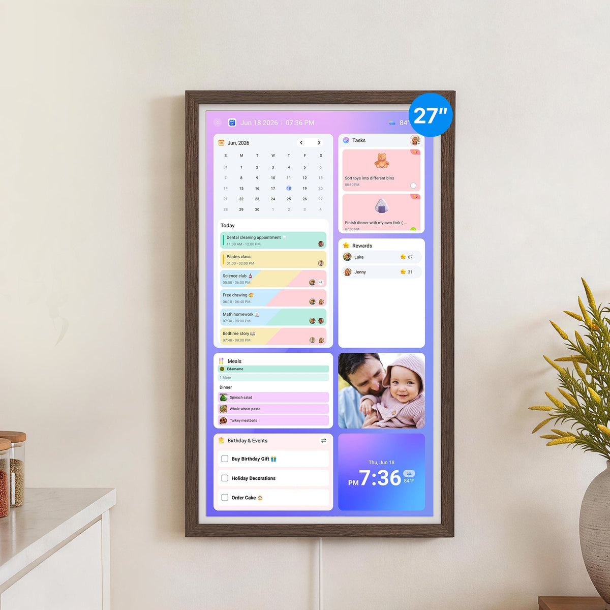 BSIMB 27 Inch Digital Calendar Chore Chart Wall Calendar