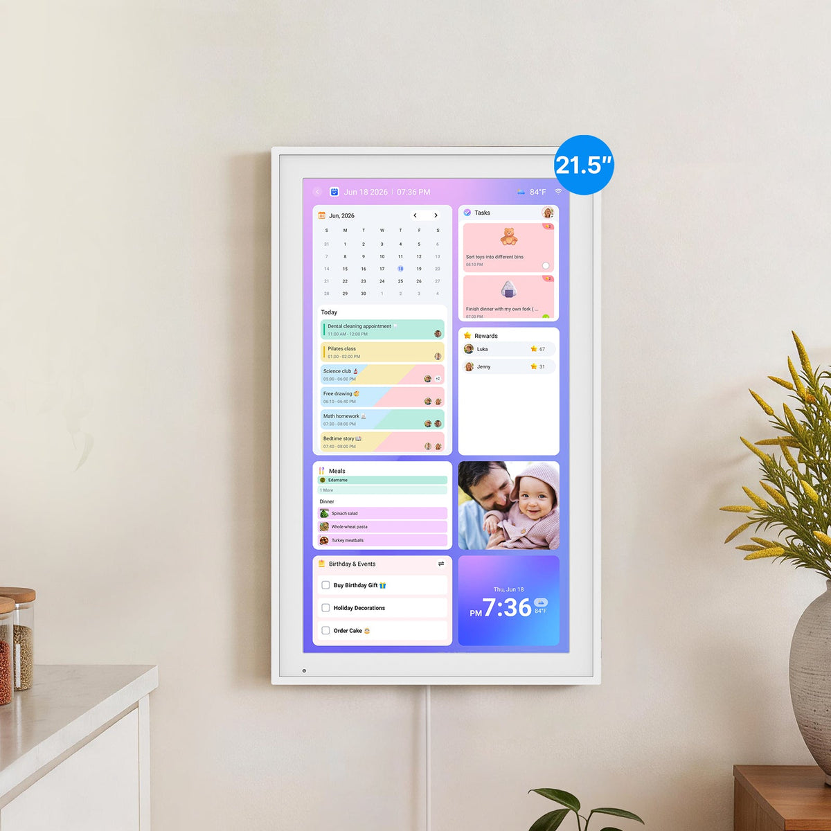 BSIMB 21.5 Inch Digital Calendar Chore Chart Wall Calendar