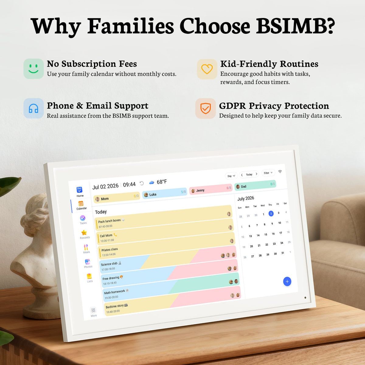 BSIMB 15.6 Inch Digital Calendar Chore Chart Desk Calendar