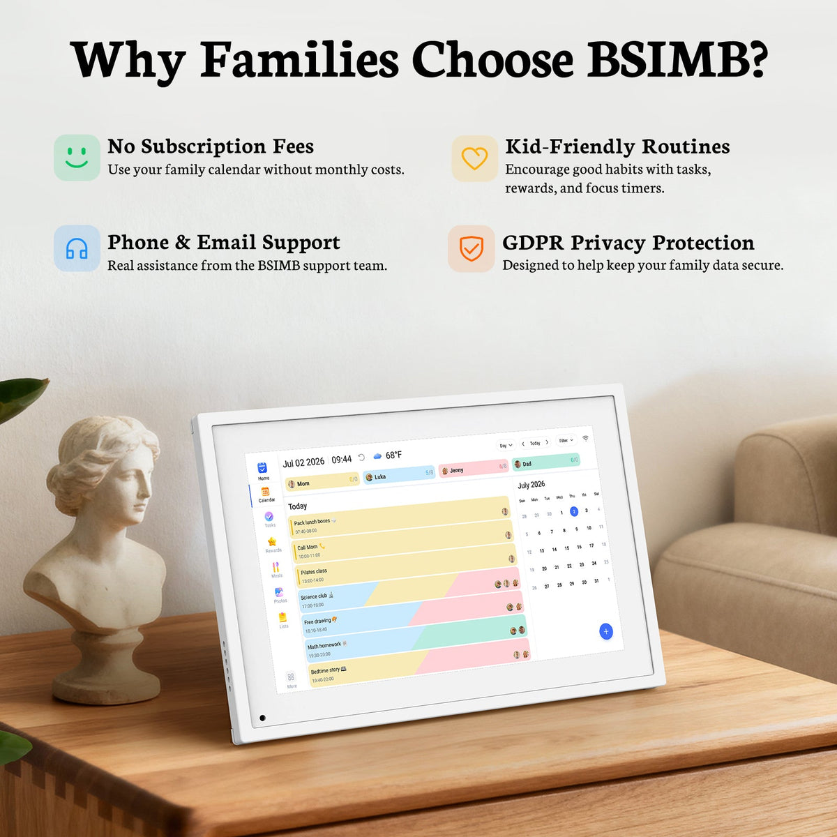 BSIMB 10.1 Inch Digital Calendar Chore Chart Desk Calendar