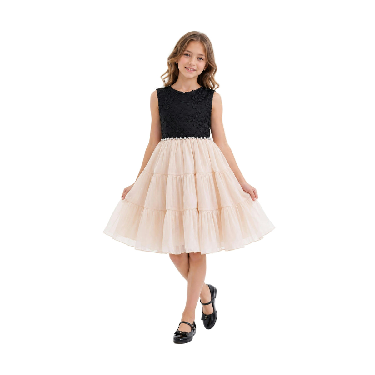 Black Veyona Lace Tulle Dress