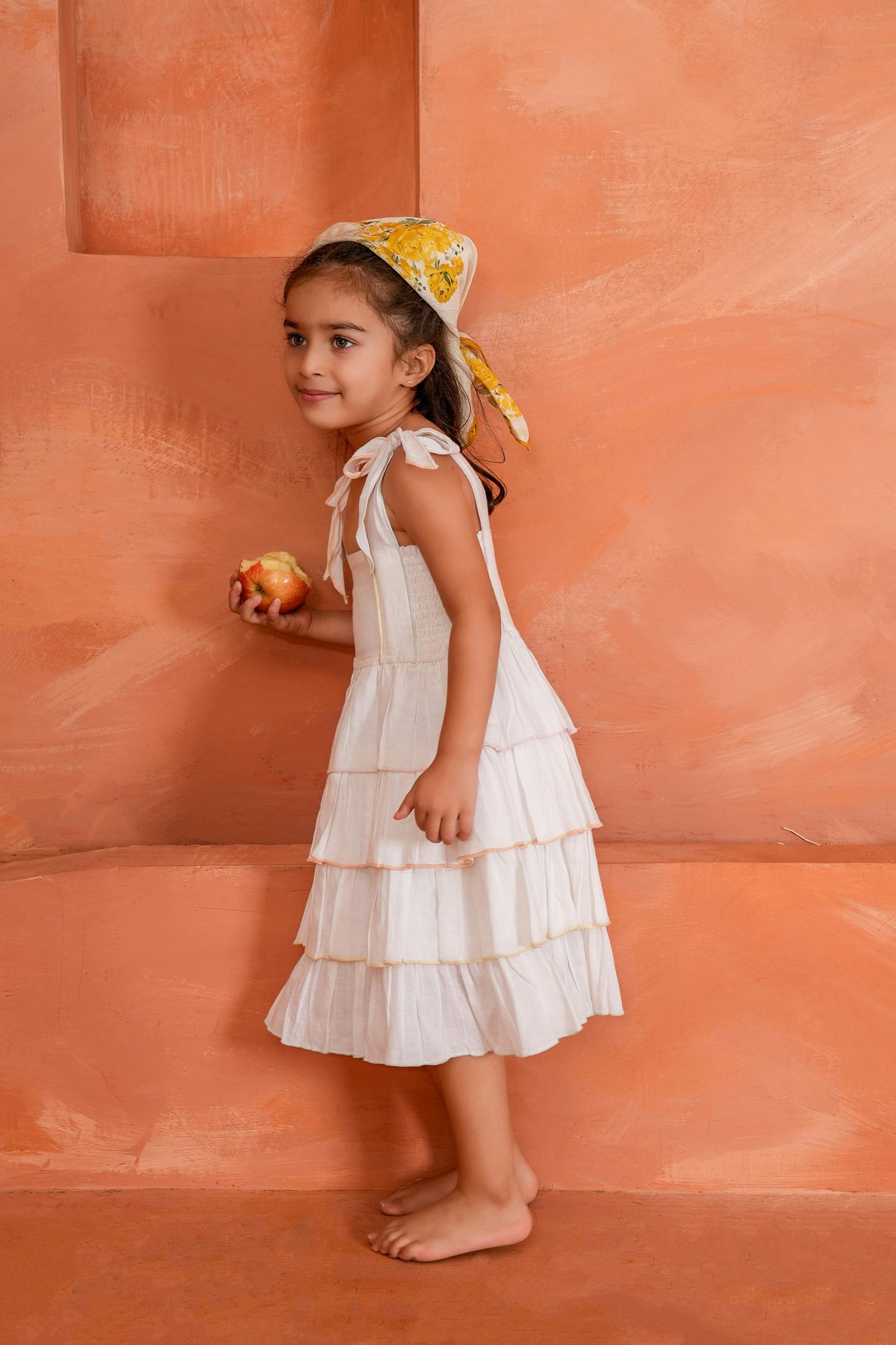 Genelia Layered Dress White — Cotton Girls Dress | Infant to Tween 0-13 Years