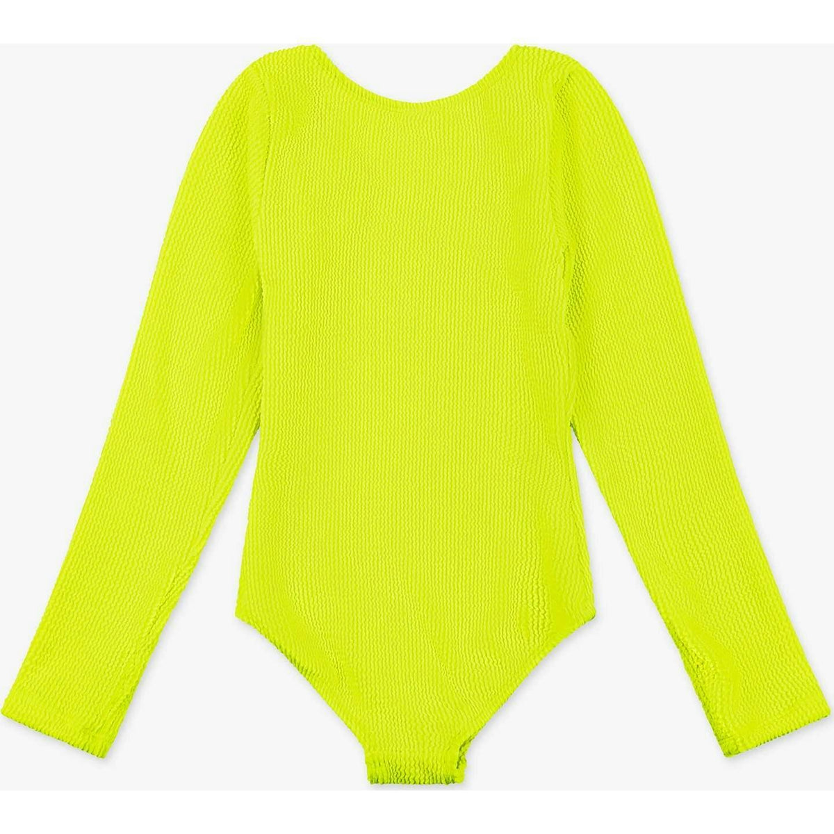 Crinkle Long Sleeve One Piece Swimsuit, Lime
