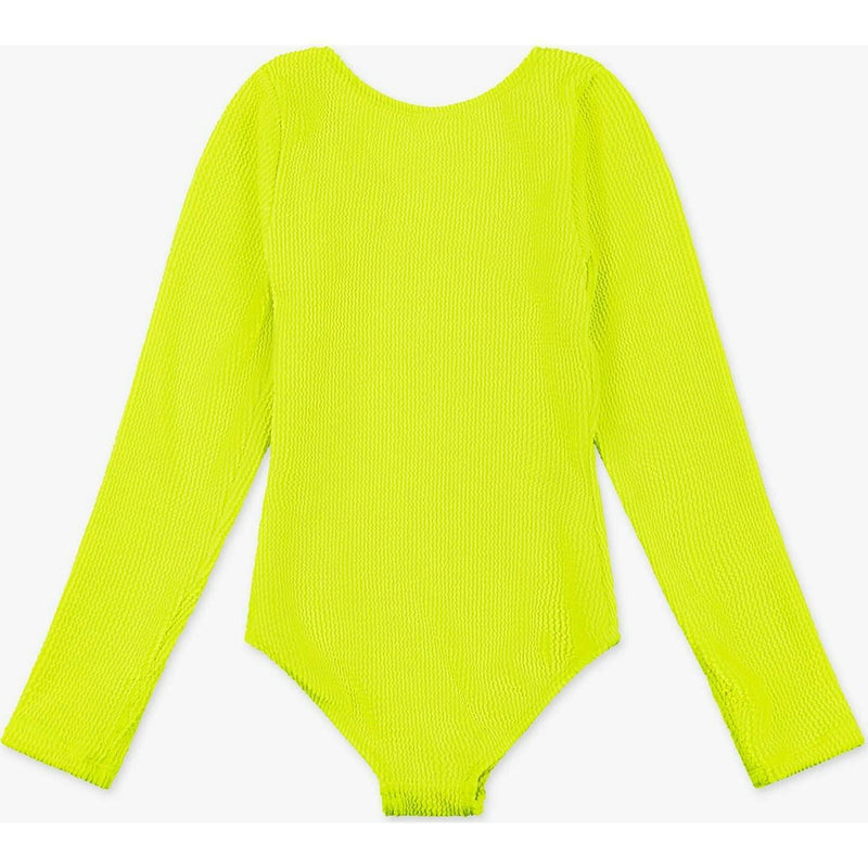 Crinkle Long Sleeve One Piece Swimsuit, Lime