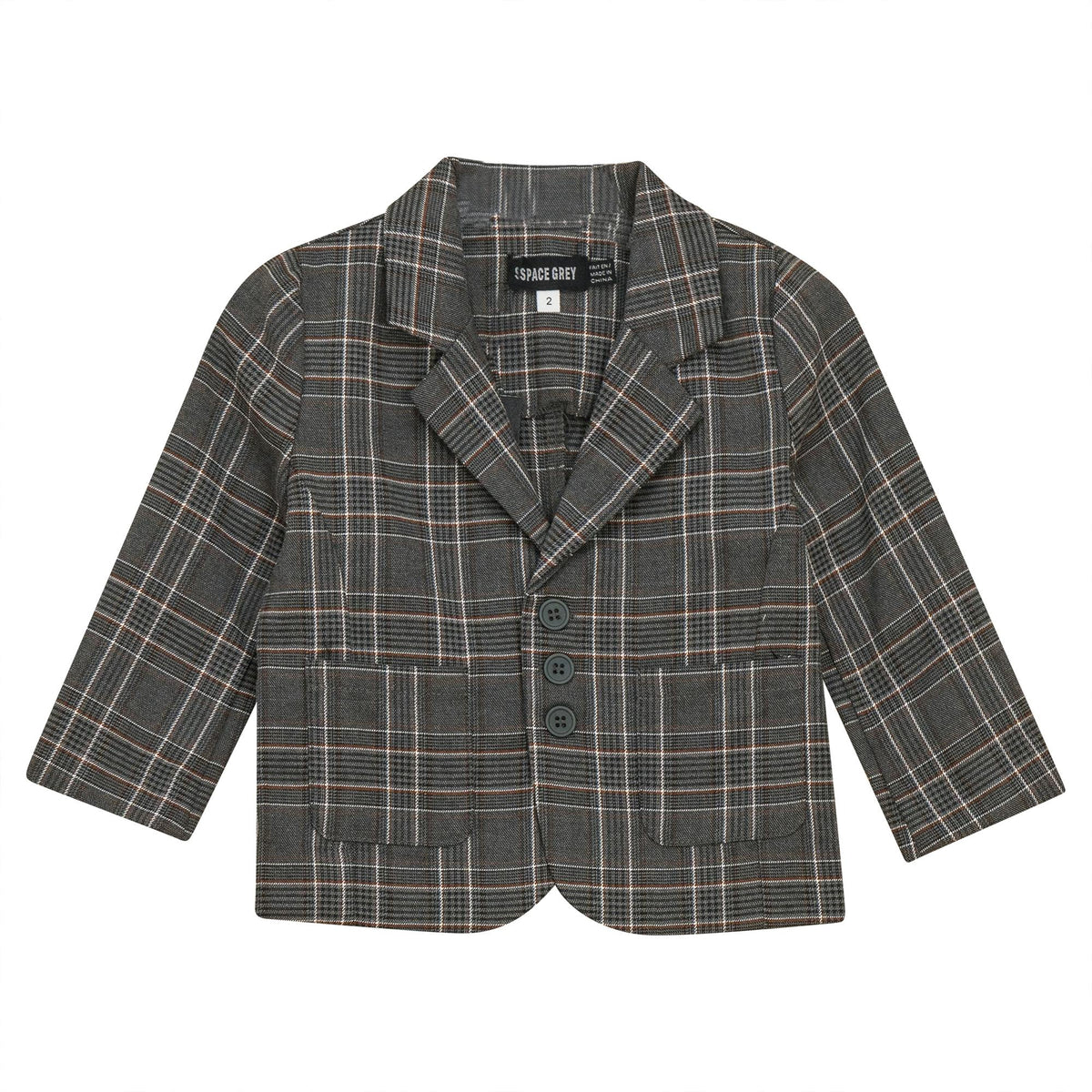 Woven Button Front Plaid Blazer