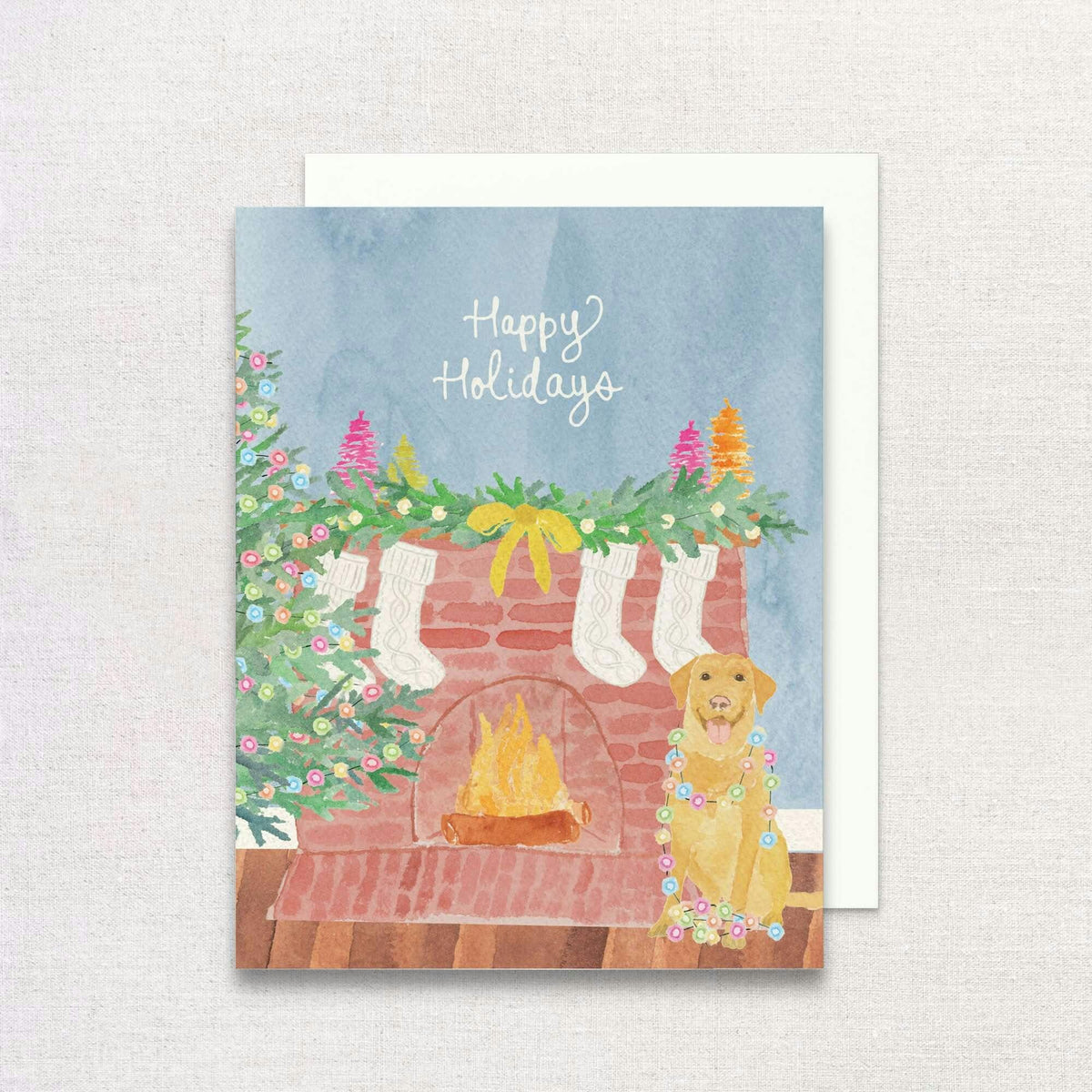 Festive Yellow Lab Greeting Card