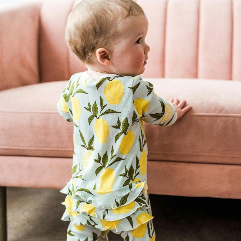 Organic Cotton Ruffle Zipper Footed Romper