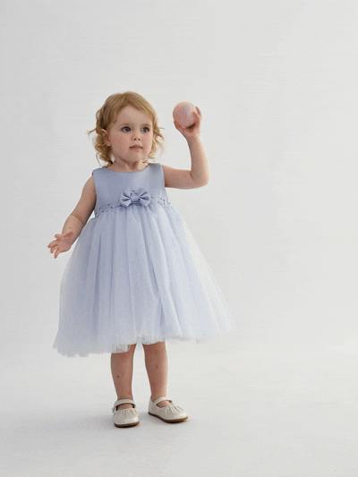 Blue Oravelle Lace Petal Gown