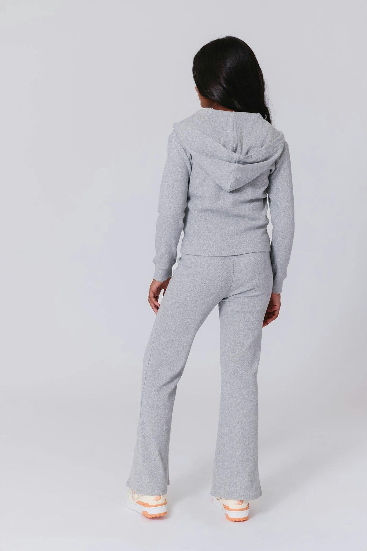 Girls Rib Split Flare Pant in Collegiate Gray