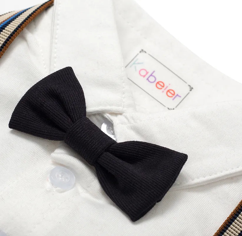 Baby Boys' Formal Gentleman Romper Set with Vest & Hat