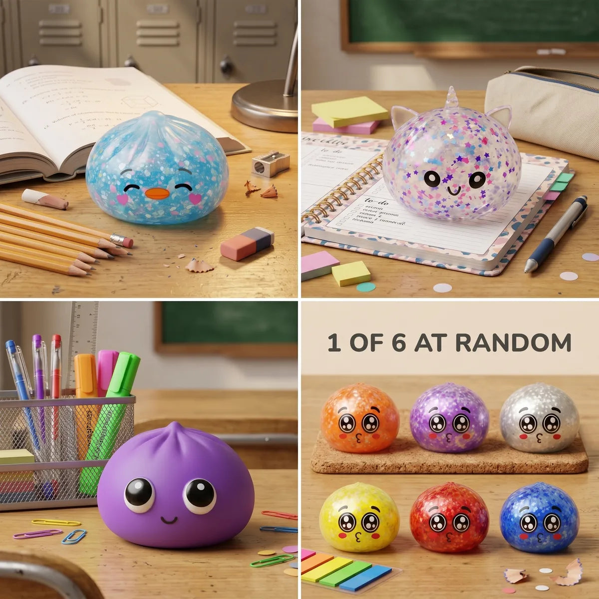 Starter Back to School Dumpling Squishy Set 4 Pieces
