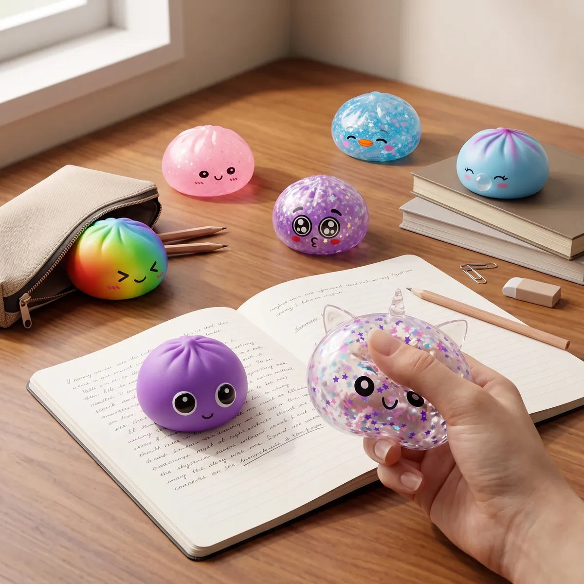 XXL Back to School Dumpling Squishy Set 7 Pieces