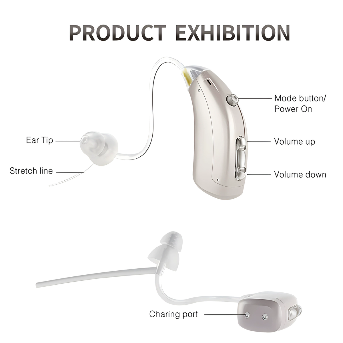 Bluetooth Hearing Aids with Noise Reduction and Rechargeable Battery Case