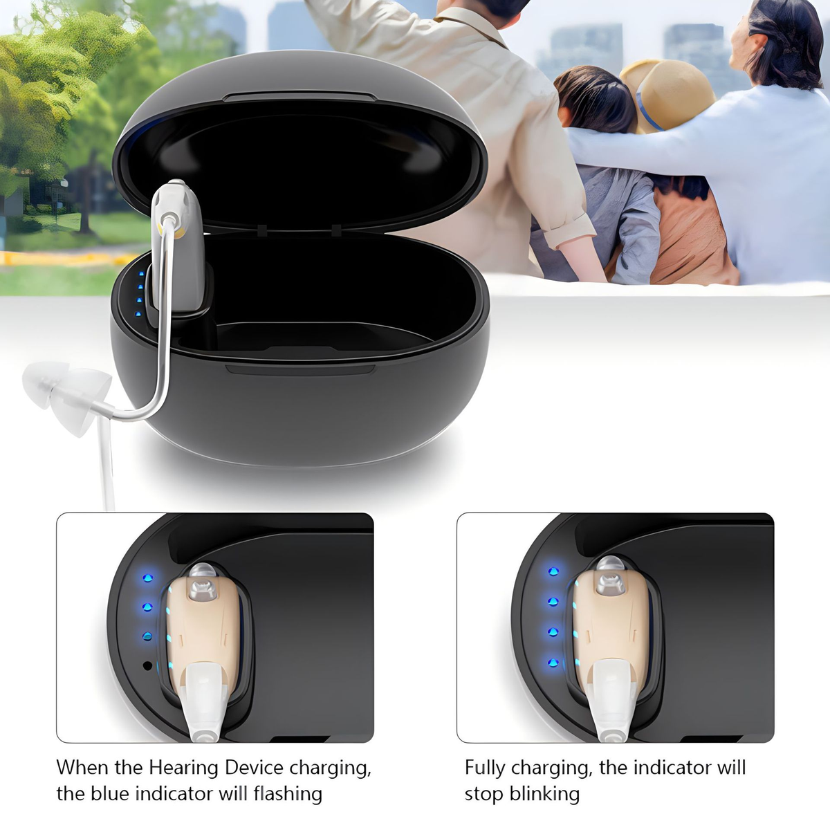 Bluetooth Hearing Aids with Noise Reduction and Rechargeable Battery Case