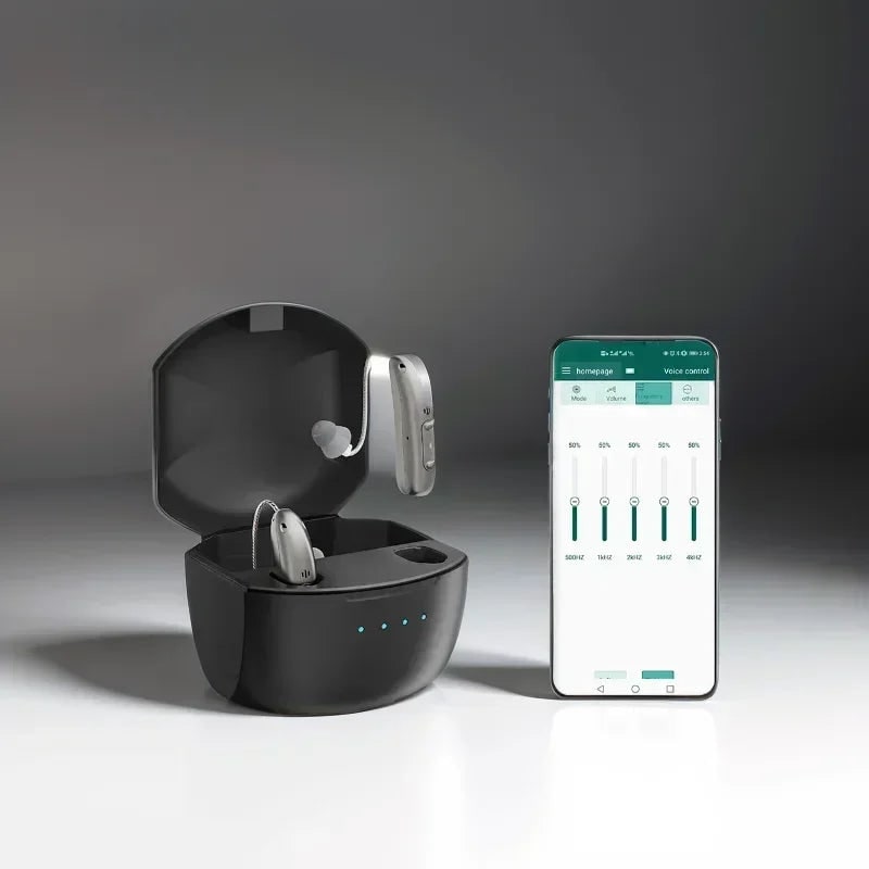 Bluetooth Hearing Aids with Noise Reduction and Rechargeable Battery Case
