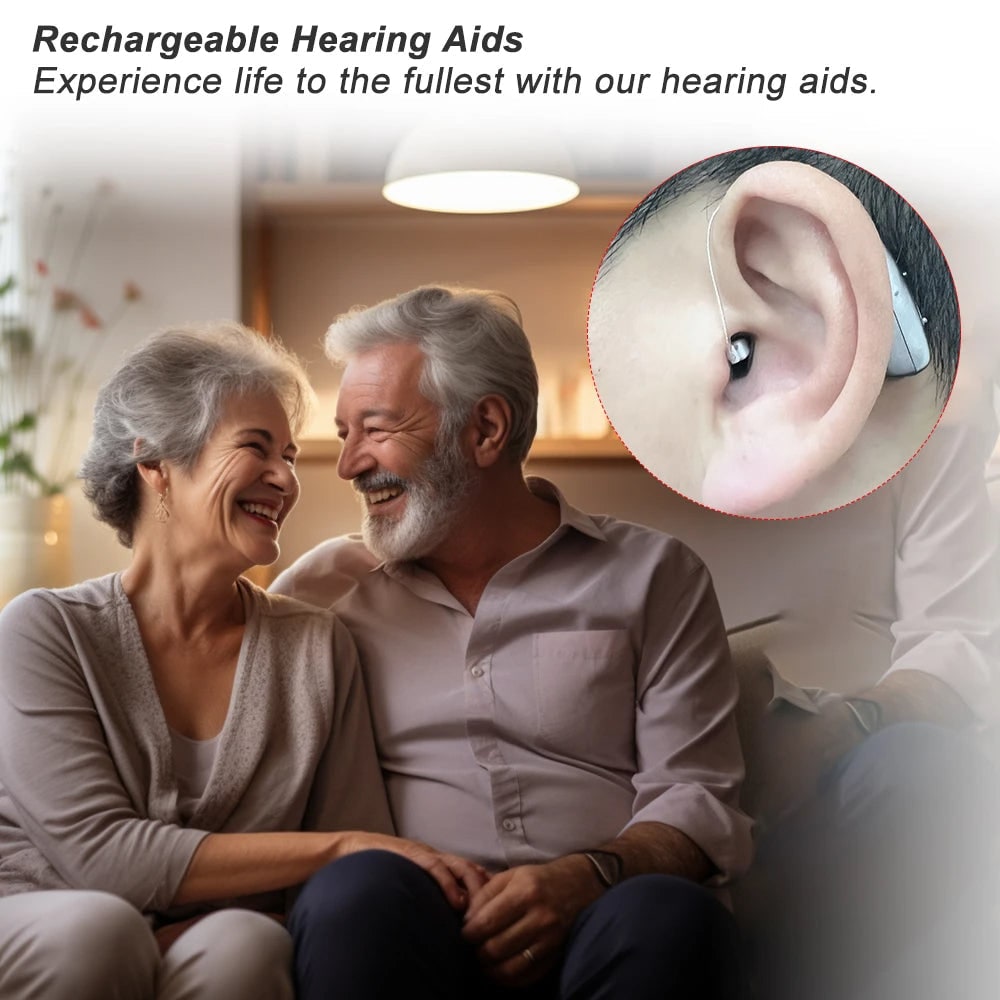Bluetooth Hearing Aids with Noise Reduction and Rechargeable Battery Case