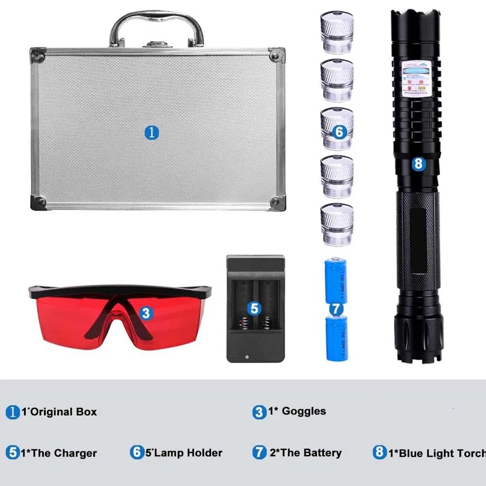 450nm Blue Laser Pointer - Adjustable Focus Handheld Presentation Pointer