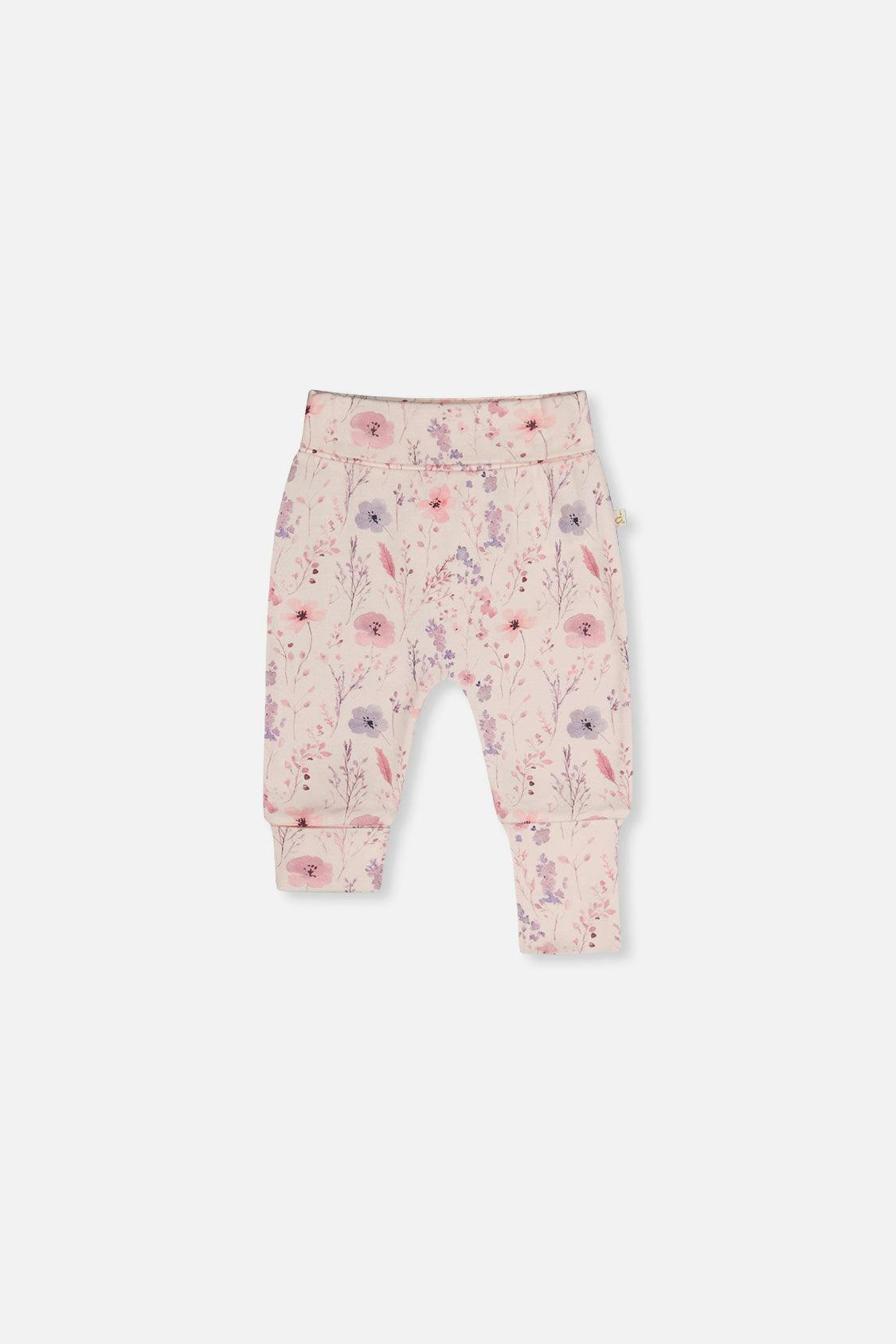 Two Pack Organic Cotton Evolutive Pants Pink Printed Flowers
