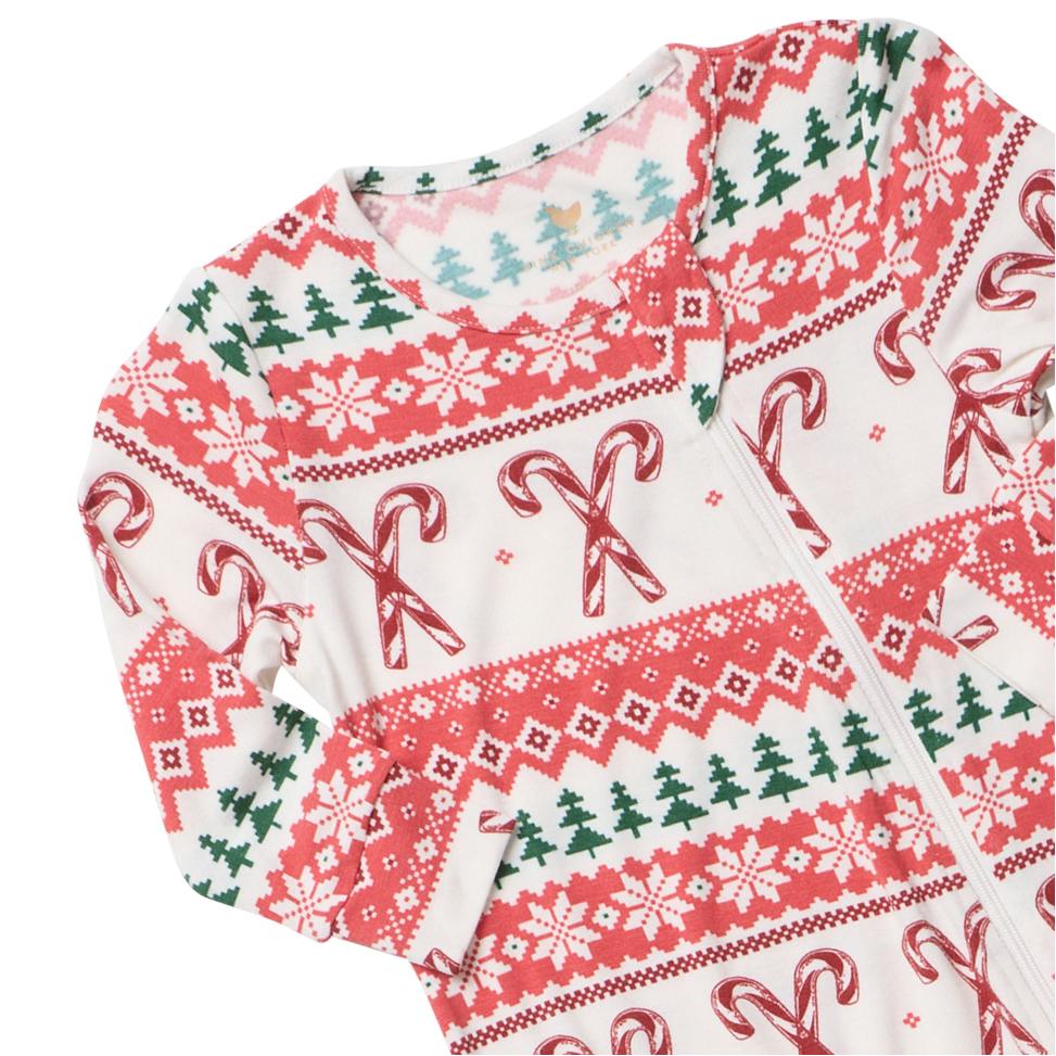 Baby Bamboo Romper - Candy Cane Fair Isle