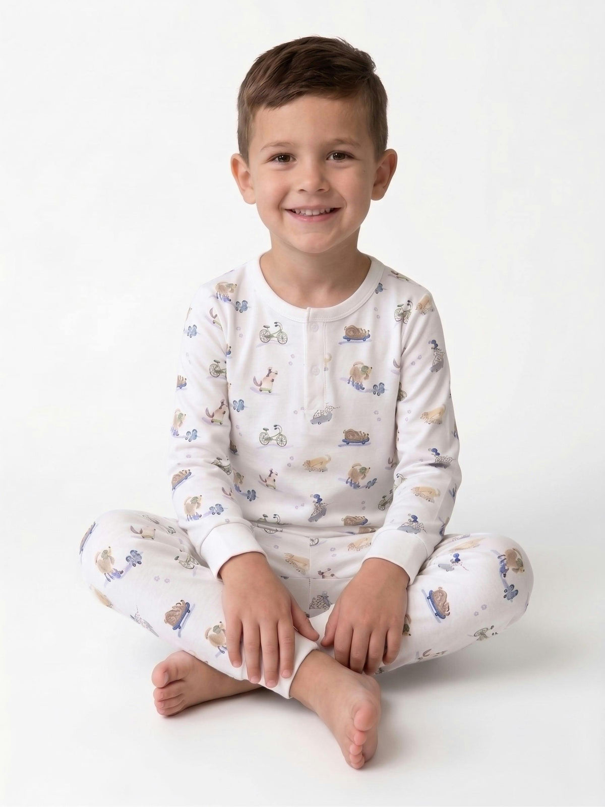 Roller Pups Boy Pima Cotton Kids Long Pajama Set