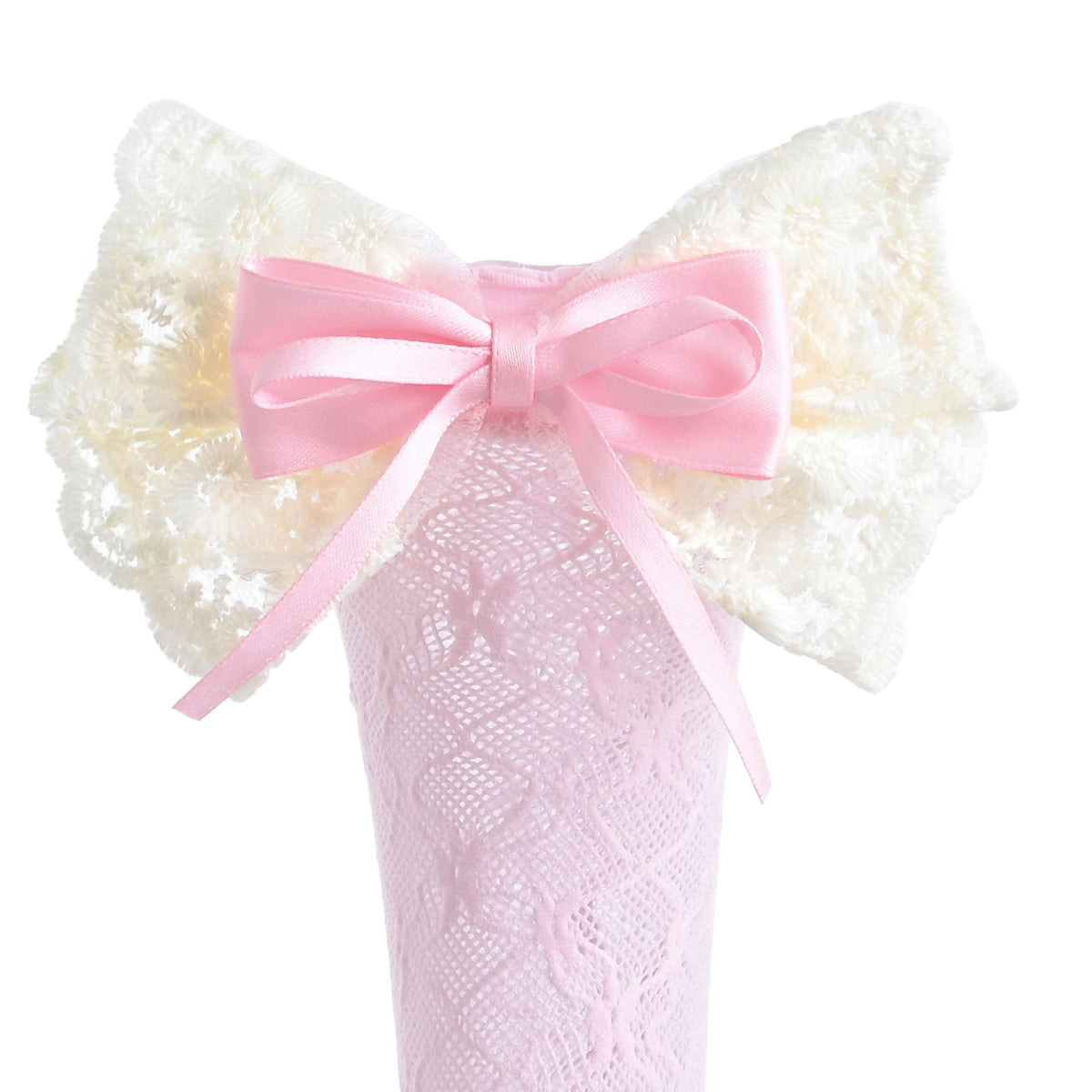 Embroidered Ribbon Bow Long Socks