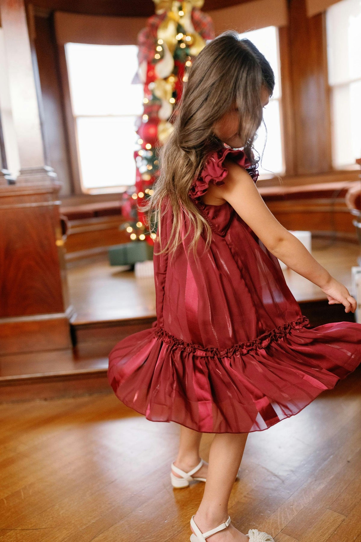 Mini Peridot Dress in Garnet Stripe
