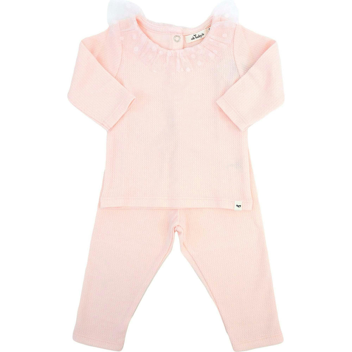 Pointelle Dotted Mesh Collar Two Piece Set