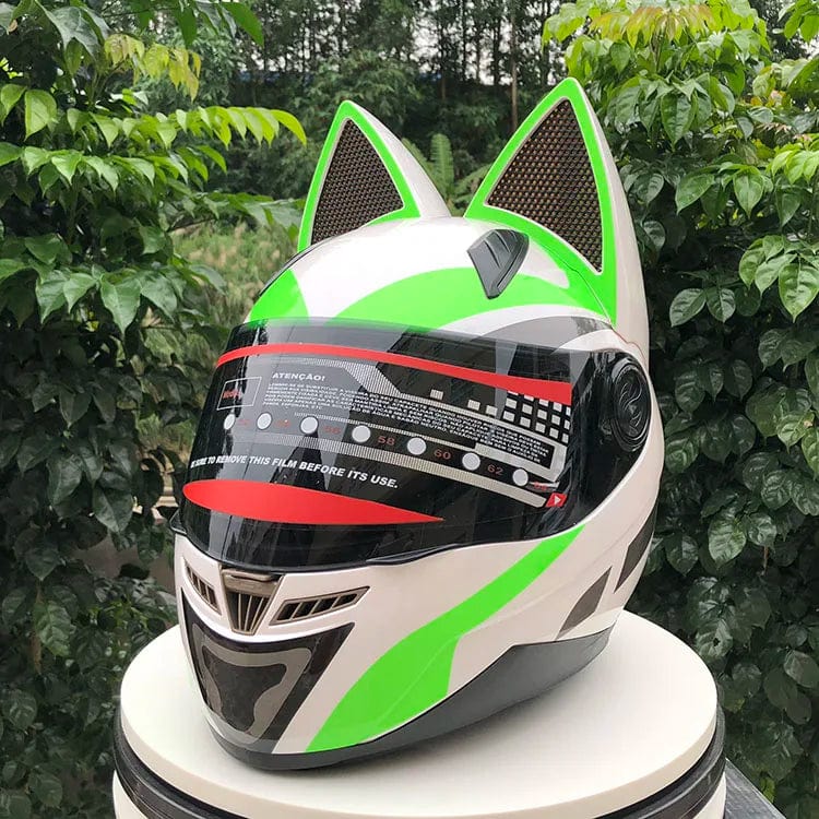CatEars Full Face Motorcycle Helmet with Detachable Cat Ears Riding Helmet