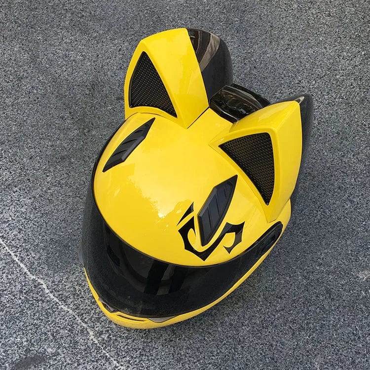 CatEars Full Face Motorcycle Helmet with Detachable Cat Ears Riding Helmet