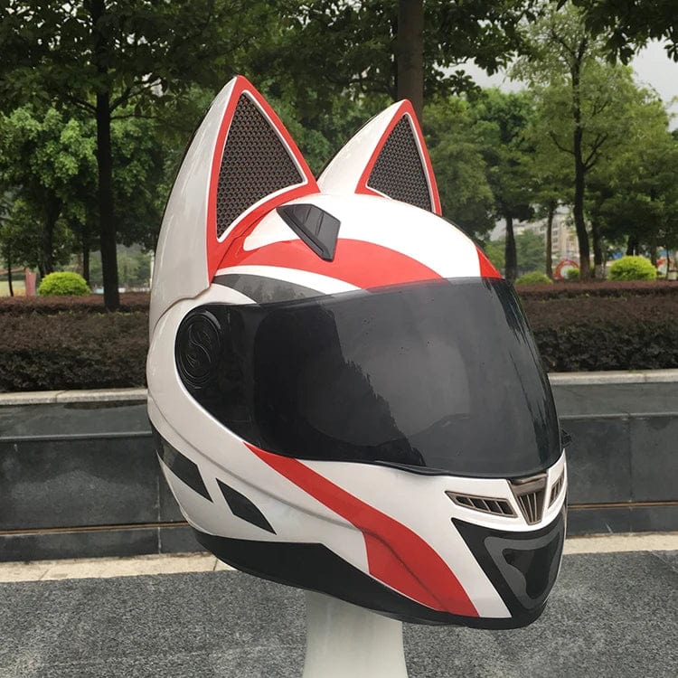 CatEars Full Face Motorcycle Helmet with Detachable Cat Ears Riding Helmet