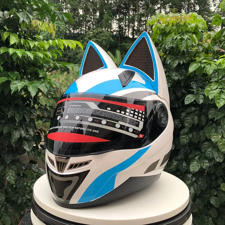 CatEars Full Face Motorcycle Helmet with Detachable Cat Ears Riding Helmet