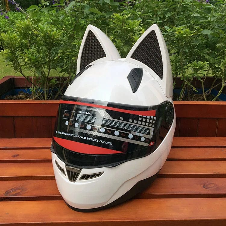 CatEars Full Face Motorcycle Helmet with Detachable Cat Ears Riding Helmet