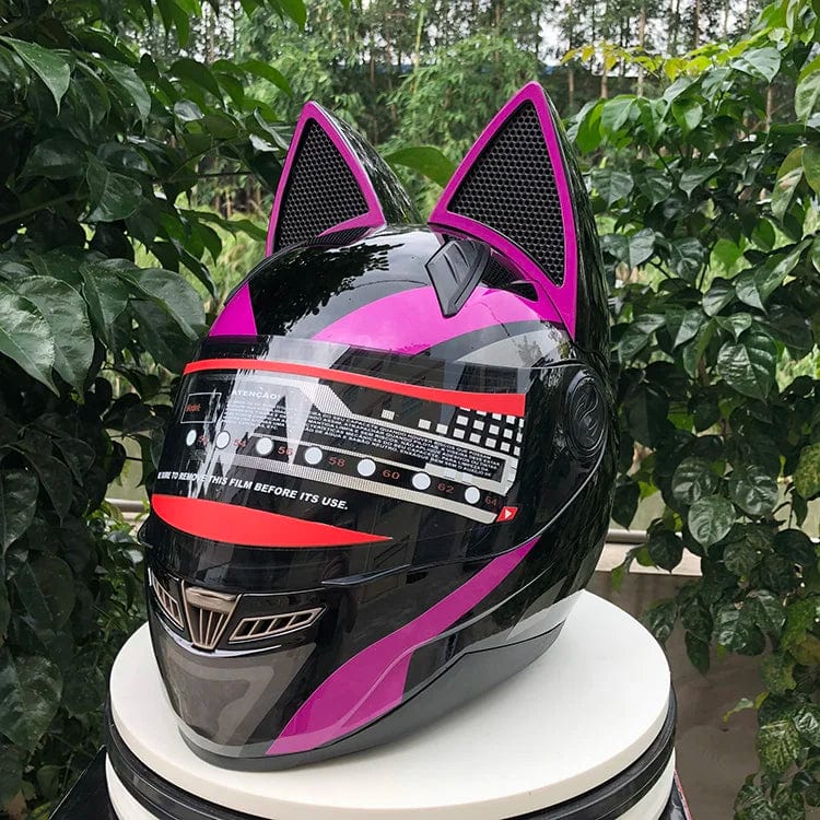 CatEars Full Face Motorcycle Helmet with Detachable Cat Ears Riding Helmet